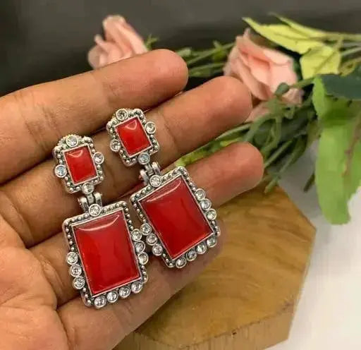Emerald Green Statement Earrings for Women | Rectangle Crystal Drop Earrings Imitation Jewellery | ImiStyleJewellery - Imistyle Jewellery
