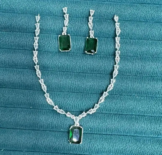 Aqua Blue Crystal Necklace Set with Earrings | Elegant Diamond Finish Imitation Jewellery for Women | ImiStyleJewellery - Imistyle Jewellery