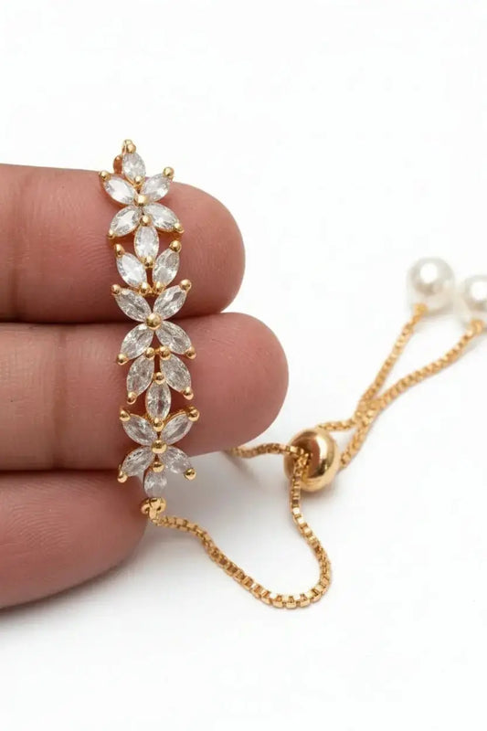 Gold Plated AD Diamond Adjustable Bracelet for Women IMISTYLE - Imistyle Jewellery