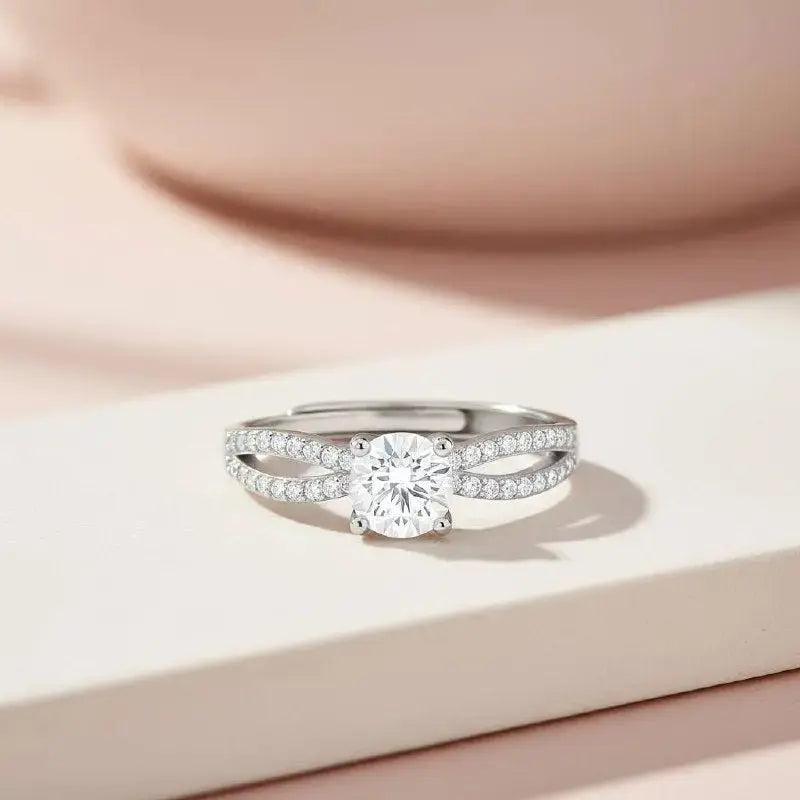 Elegant Solitaire Diamond Style Ring for Women | Double Band Crystal Ring | Premium Imitation Jewellery | ImiStyleJewellery - Imistyle Jewellery