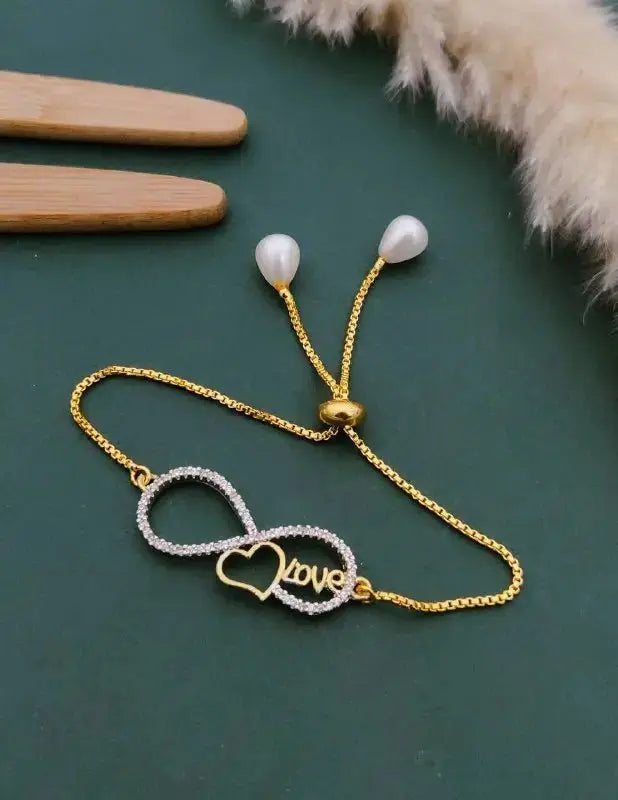 Infinity Heart Bracelet for Women | Gold Adjustable CZ Diamond Bracelet | ImiStyleJewellery - Imistyle Jewellery