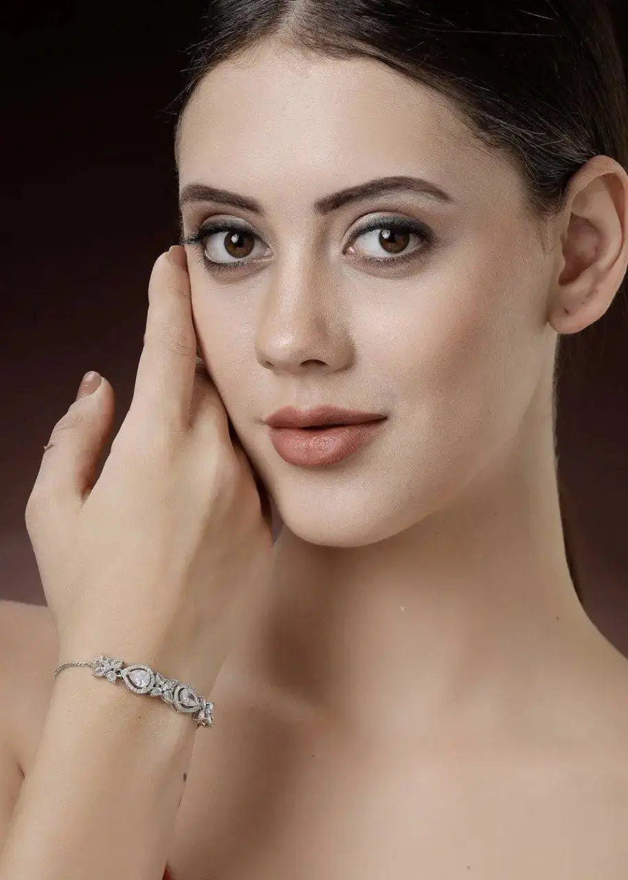 Teardrop Crystal Bracelet for Women | Elegant Imitation Jewellery Bracelet with Zircon Stones (Green Stone Design) – ImistyleJewellery - Imistyle Jewellery