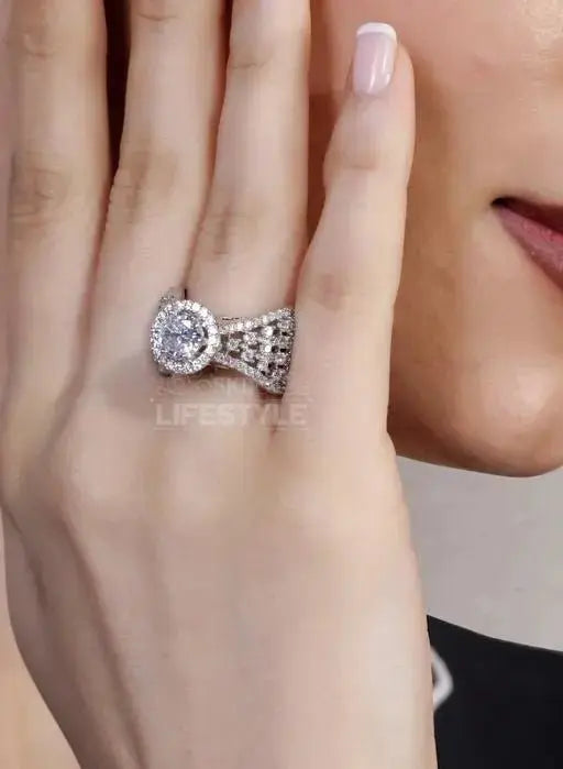 Luxury Dual Band Solitaire Ring for Women | Elegant Diamond Style Statement Ring | Premium Imitation Jewellery | ImiStyleJewellery - Imistyle Jewellery