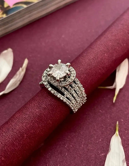 Luxury Multi Band Crystal Ring for Women | Oval Stone Statement Adjustable Imitation Jewellery | ImiStyleJewellery - Imistyle Jewellery