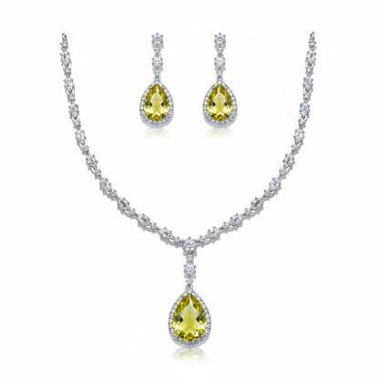 Elegant Emerald Teardrop Necklace Set with Earrings | Minimal Luxury Imitation Jewellery for Women | ImiStyleJewellery - Imistyle Jewellery