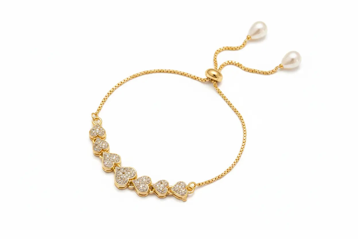 Heart Charm Adjustable Bracelet for Women | Elegant Imitation Jewellery Gold Plated Heart Bracelet – ImistyleJewellery - Imistyle Jewellery