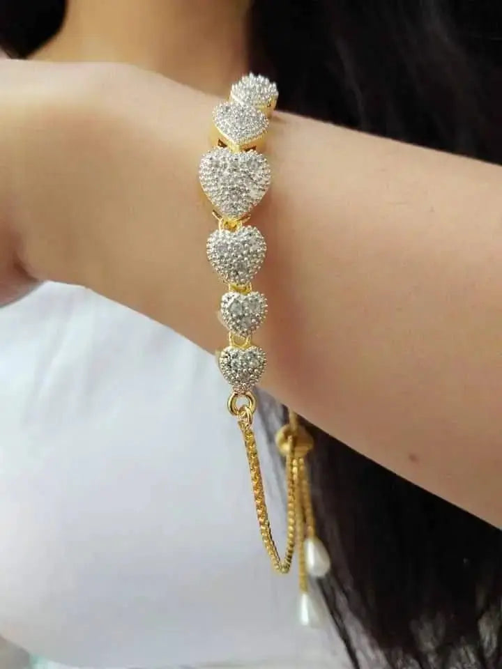 Heart Charm Adjustable Bracelet for Women | Elegant Imitation Jewellery Gold Plated Heart Bracelet – ImistyleJewellery - Imistyle Jewellery