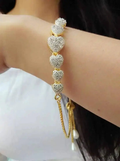 Heart Charm Adjustable Bracelet for Women | Elegant Imitation Jewellery Gold Plated Heart Bracelet – ImistyleJewellery - Imistyle Jewellery