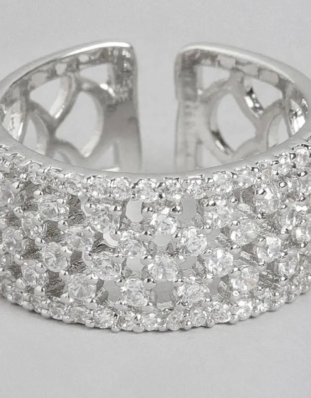 Elegant Crystal Cuff Ring for Women | Adjustable Wide Band Designer Ring Imitation Jewellery | ImiStyleJewellery - Imistyle Jewellery