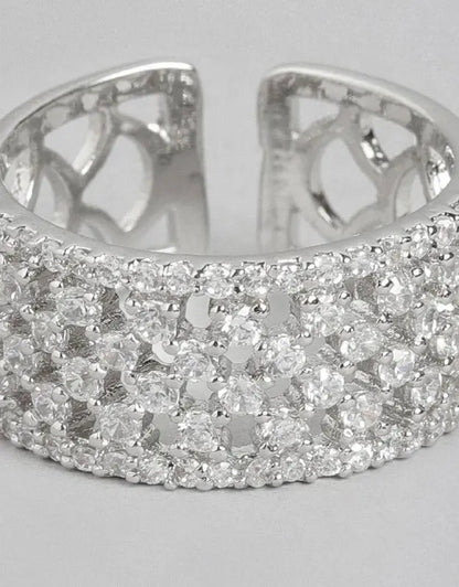 Elegant Crystal Cuff Ring for Women | Adjustable Wide Band Designer Ring Imitation Jewellery | ImiStyleJewellery - Imistyle Jewellery