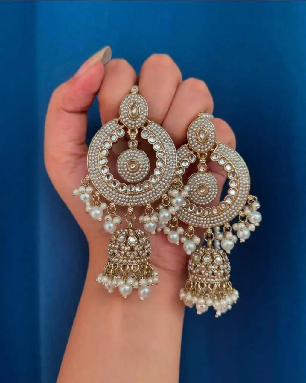 Traditional Multicolor Jhumka Earrings for Women | Pearl Hanging Ethnic Chandbali Earrings Imitation Jewellery | ImiStyleJewellery - Imistyle Jewellery