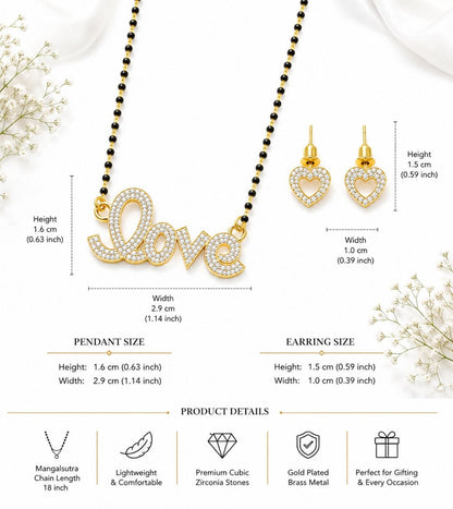 Luxury Love AD Mangalsutra Set with Heart Earrings | ImiStyle Jewellery