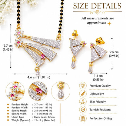 Luxury AD Fan Design Mangalsutra Set with Matching Earrings
