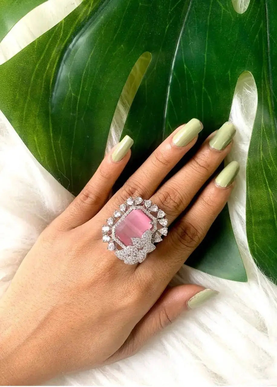 Royal Red Stone Statement Ring for Women | Square Crystal Cocktail Ring Imitation Jewellery | ImiStyleJewellery - Imistyle Jewellery