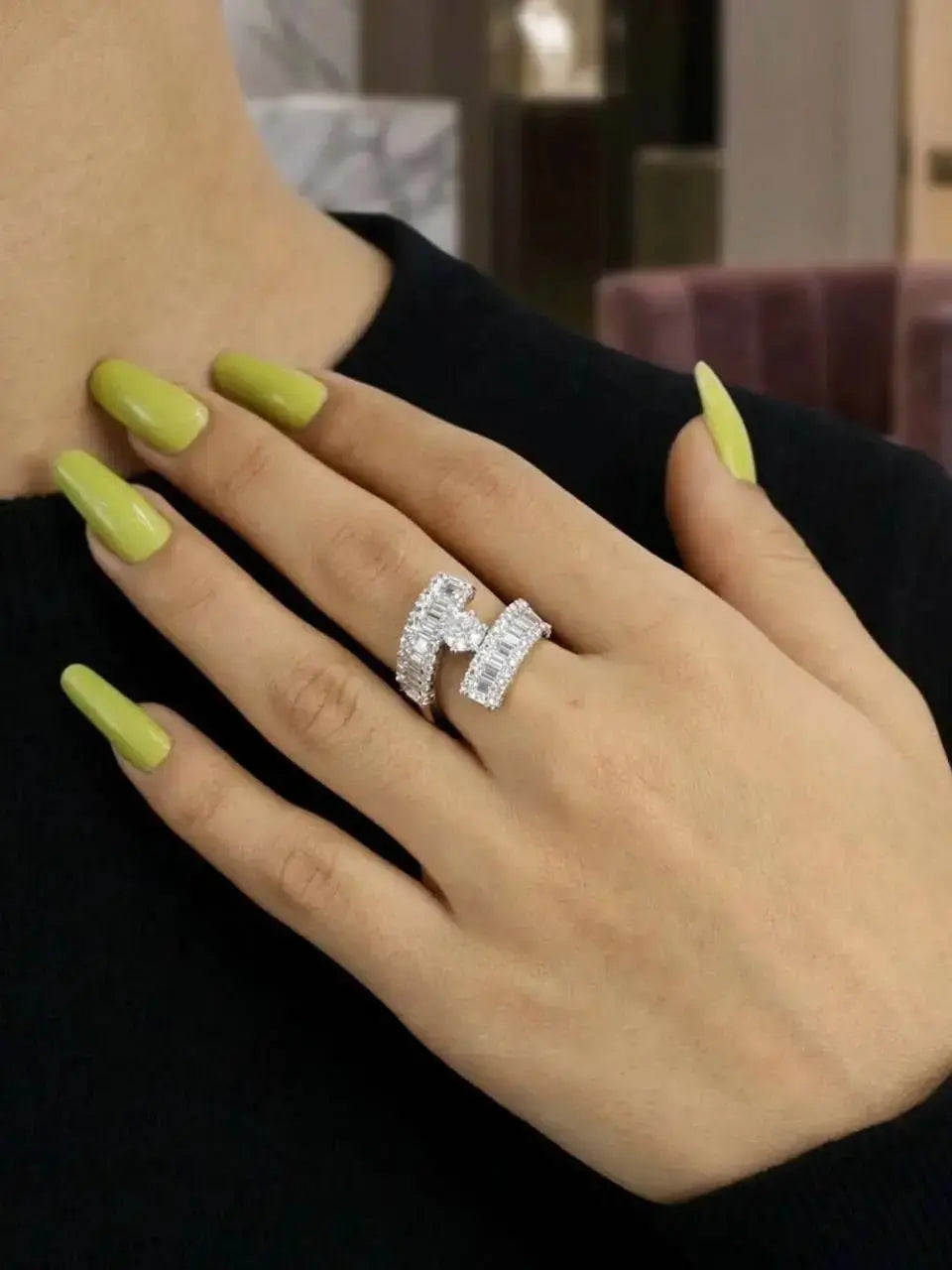 Luxury Double Band Crystal Ring for Women | Adjustable Zigzag Statement Imitation Jewellery | ImiStyleJewellery - Imistyle Jewellery