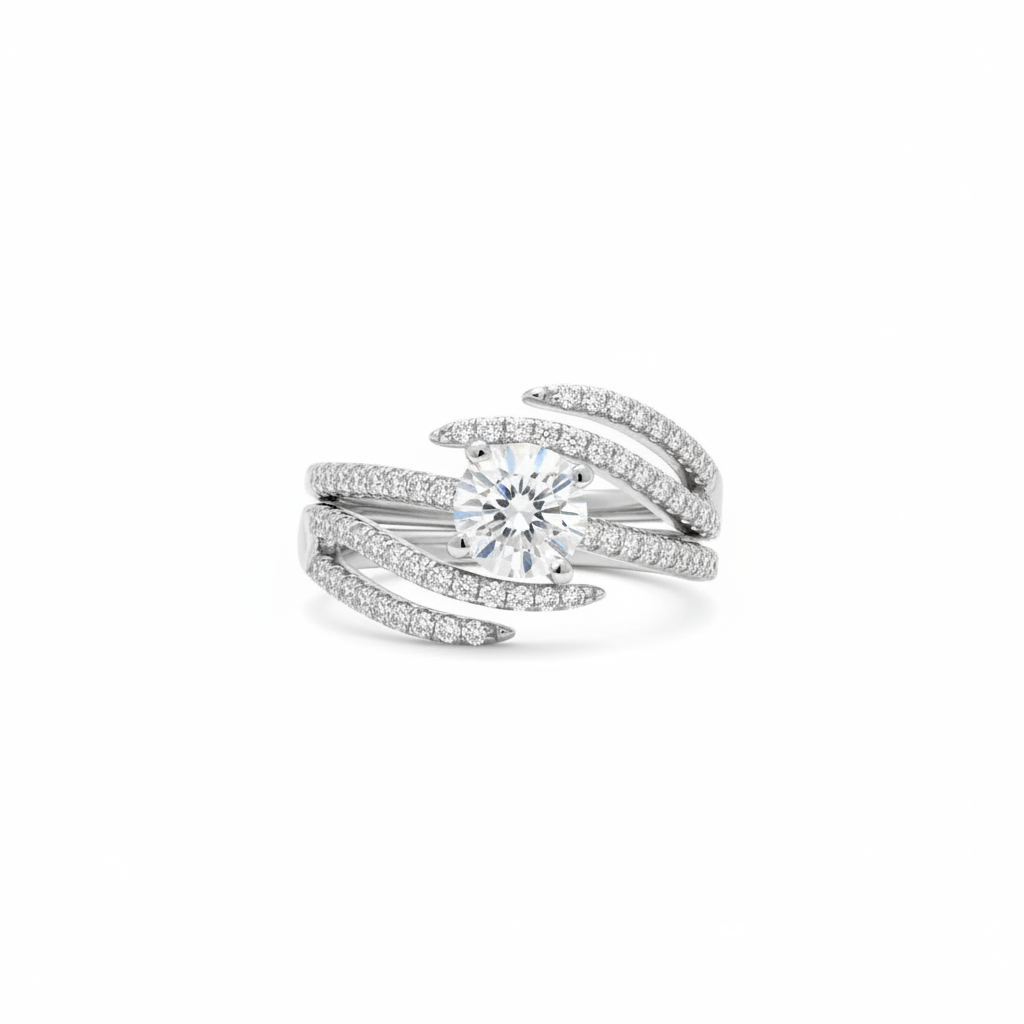 Elegant Crystal Wrap Ring for Women | Double Band Adjustable Diamond Style Imitation Jewellery Ring | ImiStyleJewellery