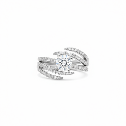 Elegant Crystal Wrap Ring for Women | Double Band Adjustable Diamond Style Imitation Jewellery Ring | ImiStyleJewellery