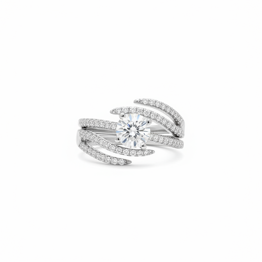 Elegant Crystal Wrap Ring for Women | Double Band Adjustable Diamond Style Imitation Jewellery Ring | ImiStyleJewellery