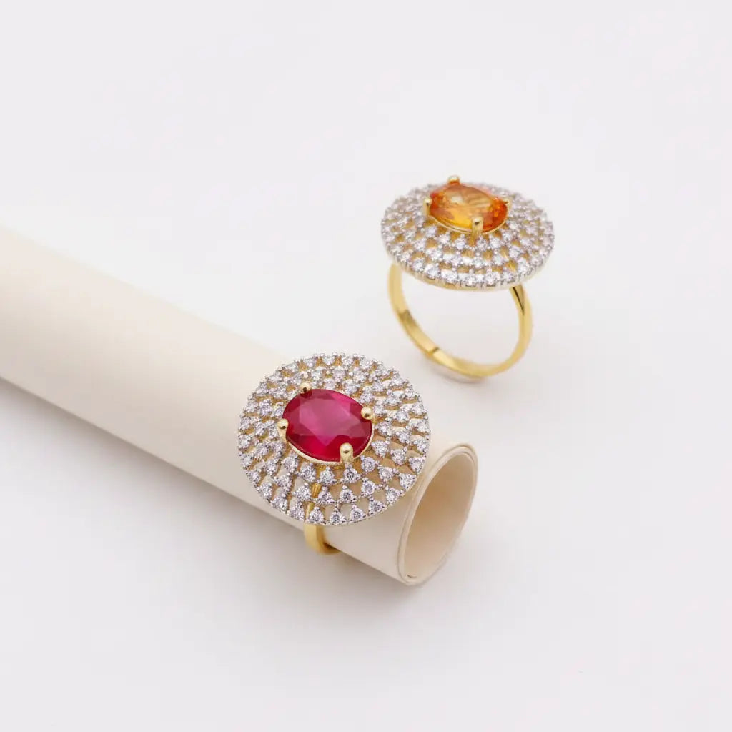 Luxury Blue Stone Statement Ring for Women | Gold Plated CZ Adjustable Ring | ImiStyleJewellery - Imistyle Jewellery