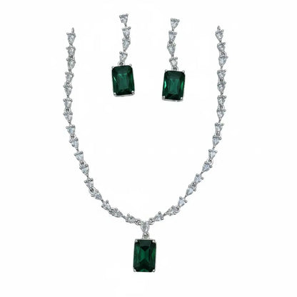 Aqua Blue Crystal Necklace Set with Earrings | Elegant Diamond Finish Imitation Jewellery for Women | ImiStyleJewellery - Imistyle Jewellery