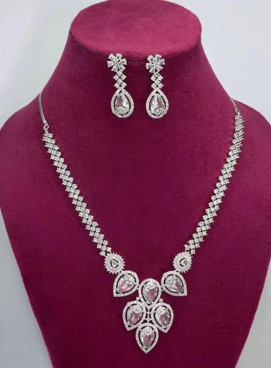Pear Cut Crystal Necklace Set for Women | Elegant Imitation Jewellery Teardrop Design Necklace with Earrings – ImistyleJewellery - Imistyle Jewellery