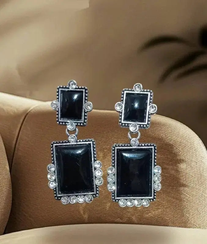 Emerald Green Statement Earrings for Women | Rectangle Crystal Drop Earrings Imitation Jewellery | ImiStyleJewellery - Imistyle Jewellery