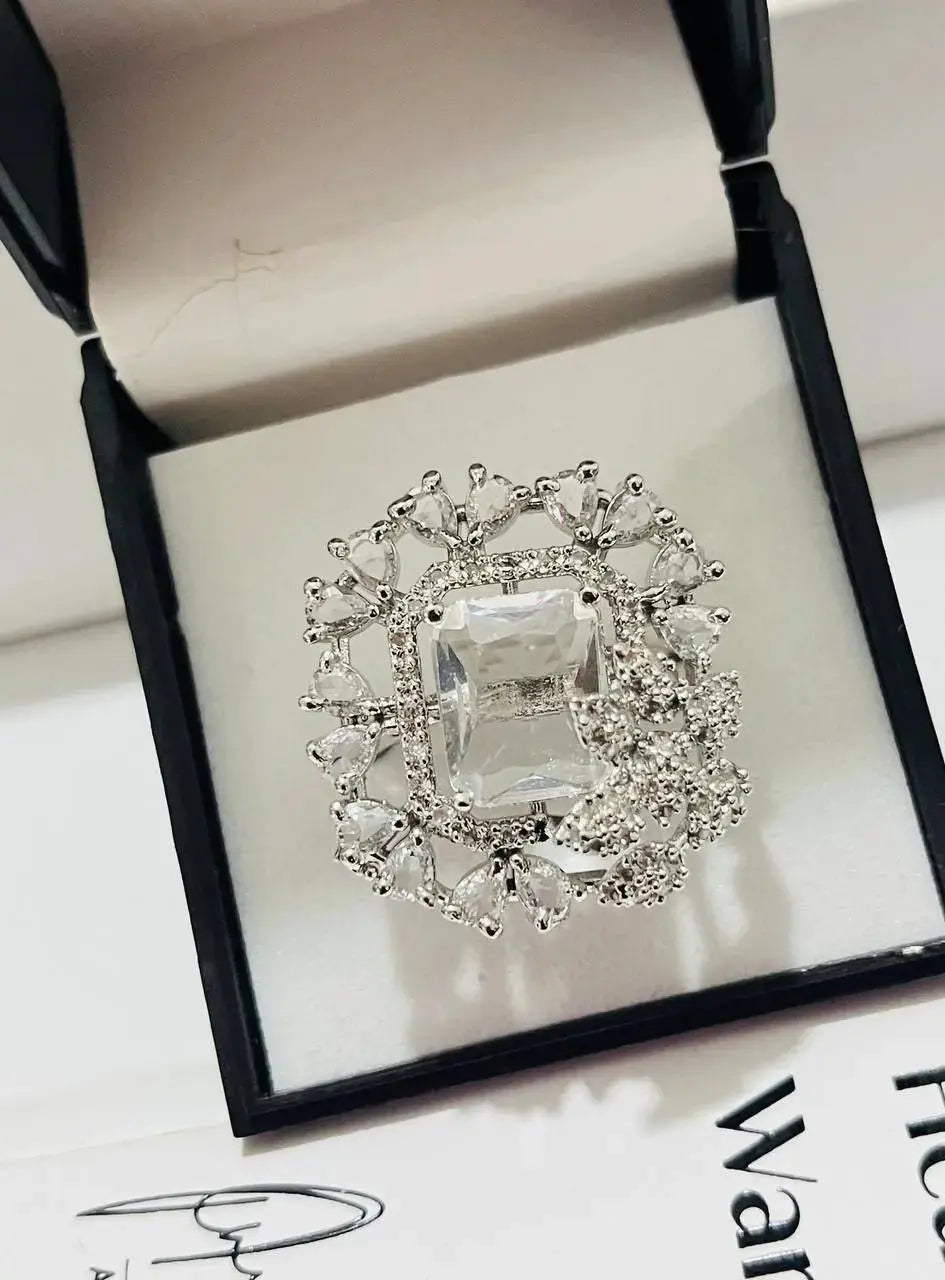 Royal Red Stone Statement Ring for Women | Square Crystal Cocktail Ring Imitation Jewellery | ImiStyleJewellery - Imistyle Jewellery