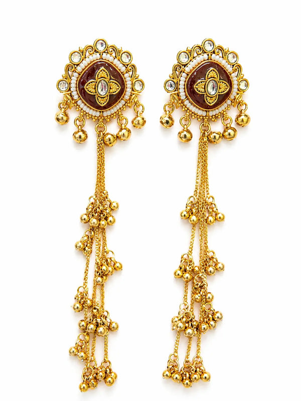 Royal Meenakari Long Chain Dangle Earrings for Women Traditional Party Wear IMISTYLE - Imistyle Jewellery
