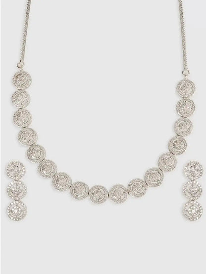 Circular Zircon Necklace Set for Women | Elegant Imitation Jewellery Round Design Necklace with Earrings – ImistyleJewellery - Imistyle Jewellery