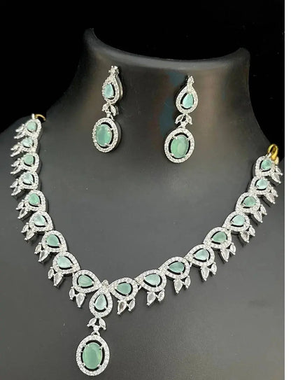 Emerald Green Luxury Necklace Set for Women | CZ Diamond Bridal Jewellery Set | ImiStyleJewellery - Imistyle Jewellery