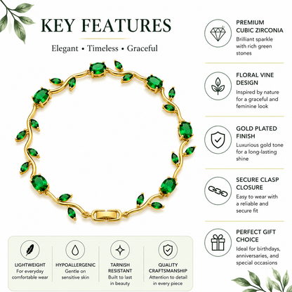 Elegant Tulip Green Crystal Bracelet For Women & Girls