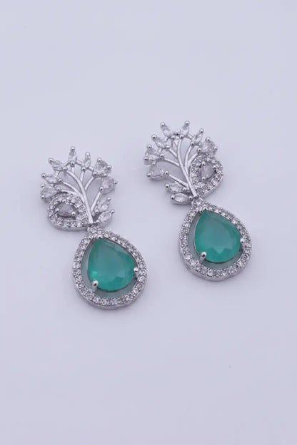 Elegant Pink Teardrop American Diamond Earrings | Leaf Design Party Wear Jewellery for Women | ImiStyleJewellery - Imistyle Jewellery