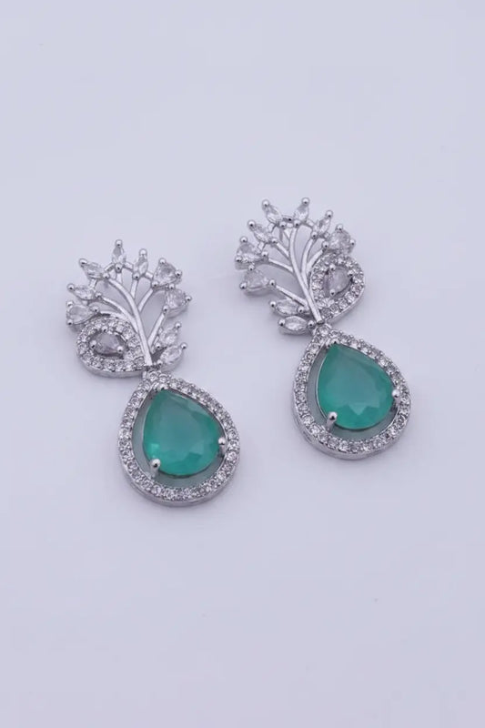 Elegant Pink Teardrop American Diamond Earrings | Leaf Design Party Wear Jewellery for Women | ImiStyleJewellery - Imistyle Jewellery