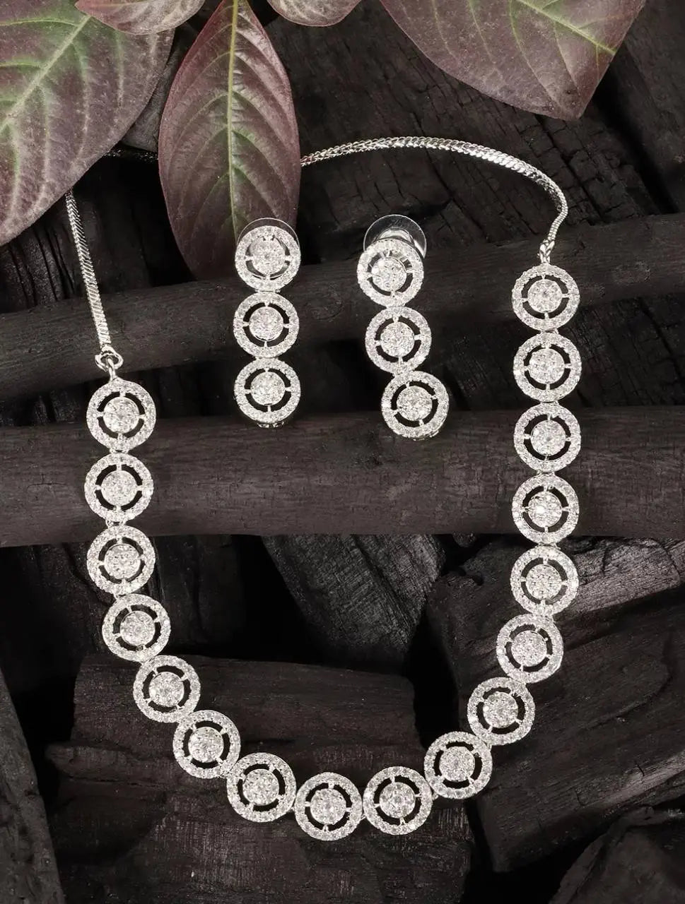 Circular Zircon Necklace Set for Women | Elegant Imitation Jewellery Round Design Necklace with Earrings – ImistyleJewellery - Imistyle Jewellery