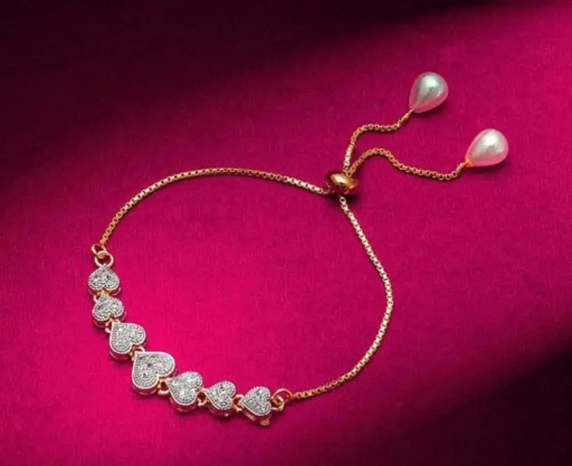 Heart Charm Adjustable Bracelet for Women | Elegant Imitation Jewellery Gold Plated Heart Bracelet – ImistyleJewellery - Imistyle Jewellery