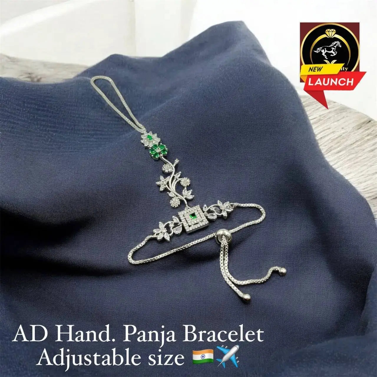 AD Hand Panja Bracelet for Women | Adjustable Imitation Jewellery Hathphool Bracelet with Zircon Stones – ImistyleJewellery - Imistyle Jewellery
