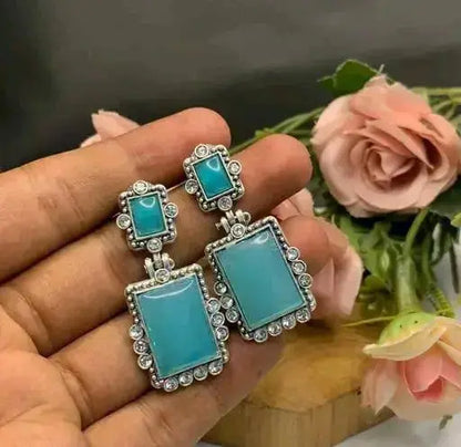 Emerald Green Statement Earrings for Women | Rectangle Crystal Drop Earrings Imitation Jewellery | ImiStyleJewellery - Imistyle Jewellery