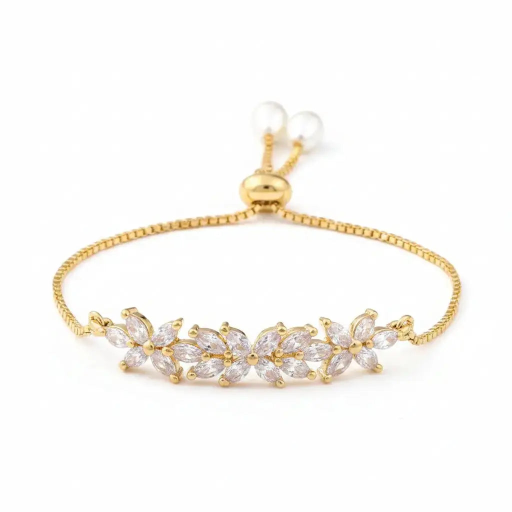 Gold Plated AD Diamond Adjustable Bracelet for Women IMISTYLE - Imistyle Jewellery