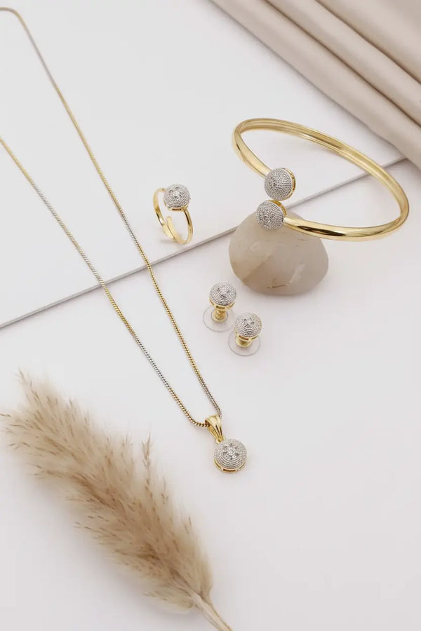Elegant Gold Plated Minimal Jewellery Set for Women | Necklace, Bracelet, Ring & Earrings Combo Imitation Jewellery | ImiStyleJewellery - Imistyle Jewellery