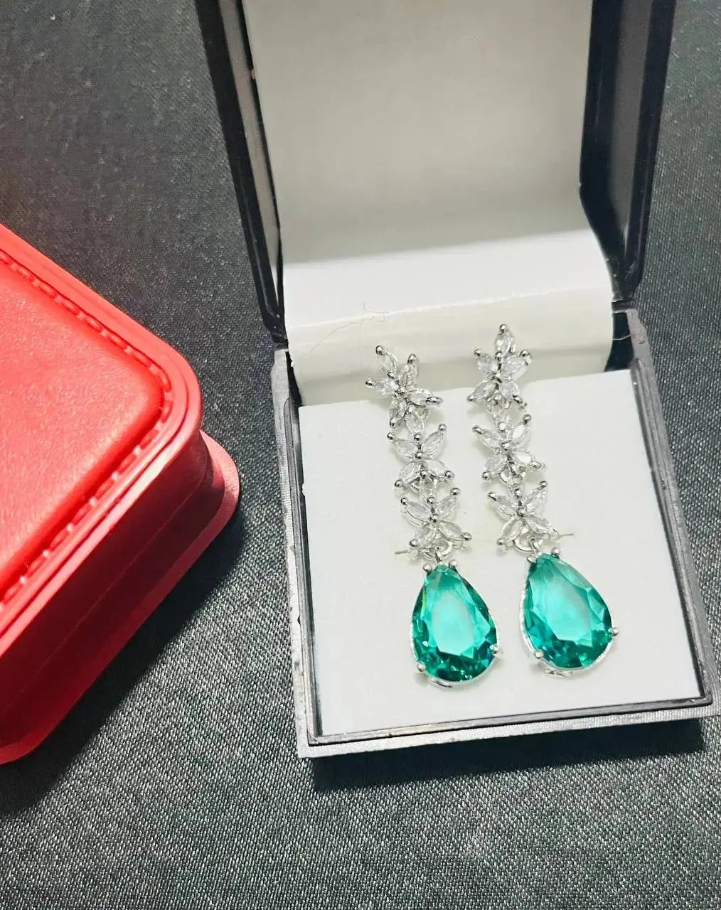 Teardrop Long Dangle Earrings for Women | Elegant Imitation Jewellery Stone Earrings (Red, Pink, Green, Blue, Yellow) – ImistyleJewellery - Imistyle Jewellery