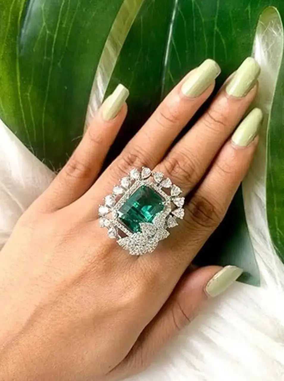 Royal Red Stone Statement Ring for Women | Square Crystal Cocktail Ring Imitation Jewellery | ImiStyleJewellery - Imistyle Jewellery