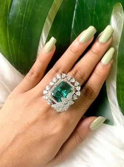 Royal Red Stone Statement Ring for Women | Square Crystal Cocktail Ring Imitation Jewellery | ImiStyleJewellery - Imistyle Jewellery