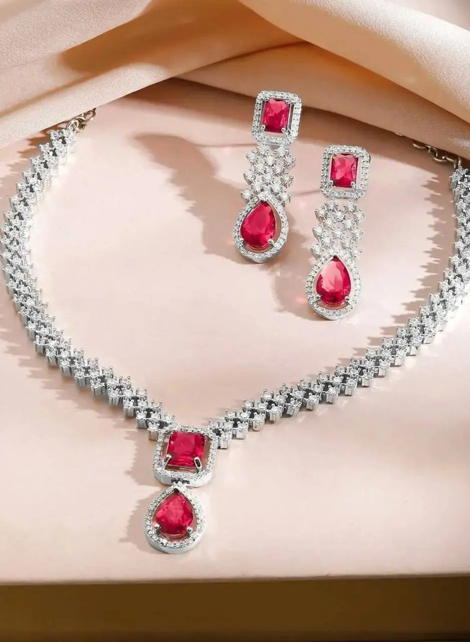 Luxury Blue Sapphire Necklace Set with Earrings for Women | Premium Crystal Jewellery - Imistyle Jewellery