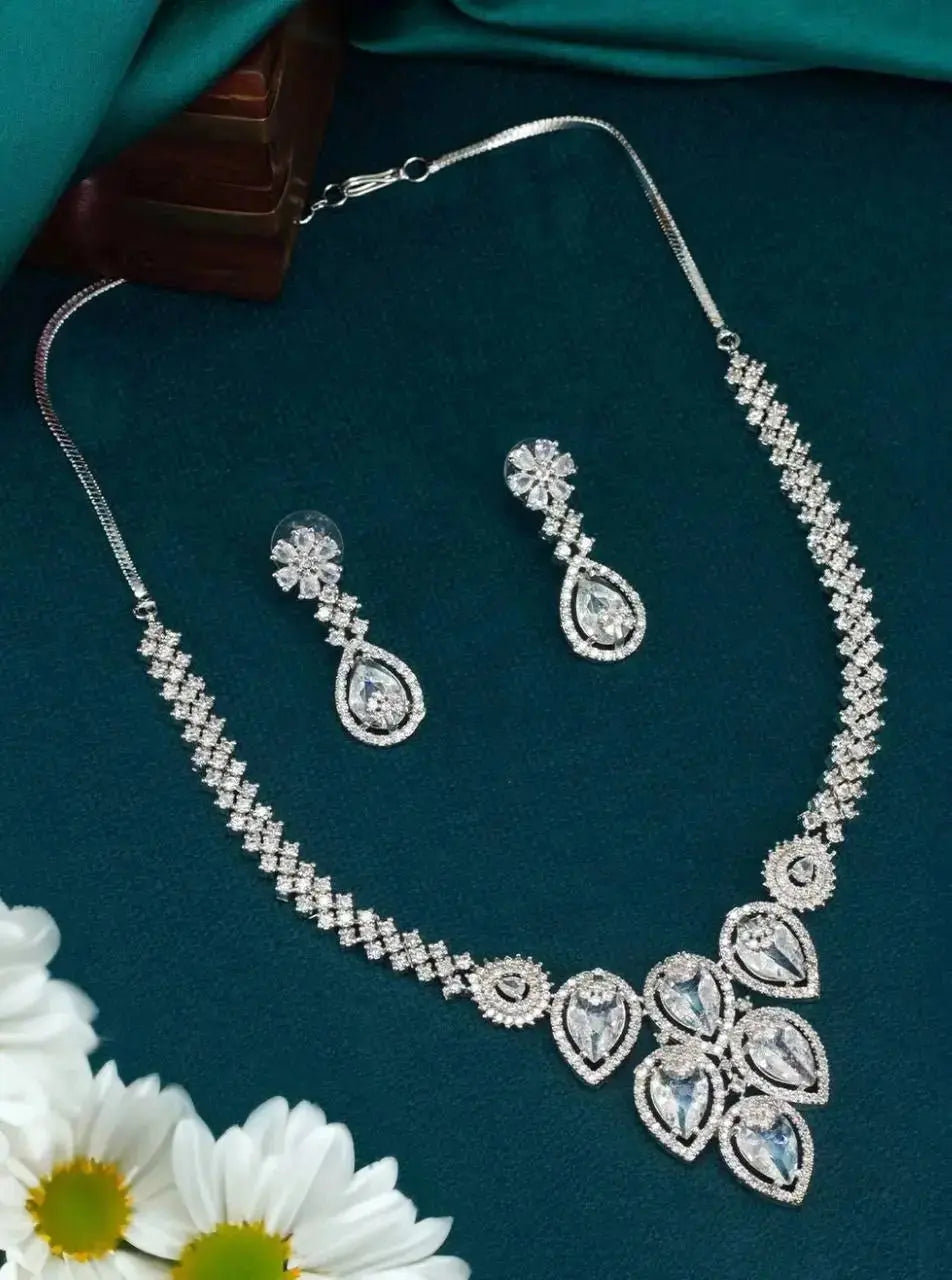 Pear Cut Crystal Necklace Set for Women | Elegant Imitation Jewellery Teardrop Design Necklace with Earrings – ImistyleJewellery - Imistyle Jewellery