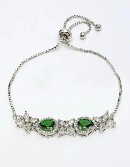 Teardrop Crystal Bracelet for Women | Elegant Imitation Jewellery Bracelet with Zircon Stones (Green Stone Design) – ImistyleJewellery - Imistyle Jewellery