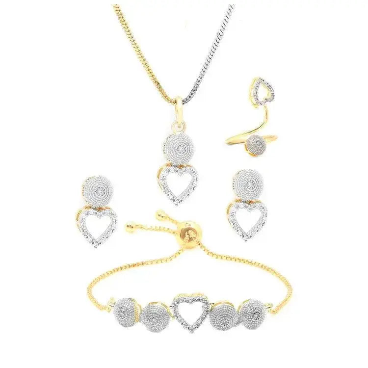 Heart Shape Crystal Jewellery Set for Women | Necklace, Bracelet, Ring & Earrings Combo Imitation Jewellery | ImiStyleJewellery - Imistyle Jewellery