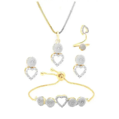 Heart Shape Crystal Jewellery Set for Women | Necklace, Bracelet, Ring & Earrings Combo Imitation Jewellery | ImiStyleJewellery - Imistyle Jewellery