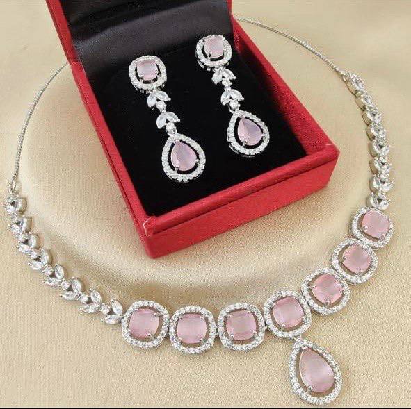 Royal Blue Stone Necklace Set with Drop Earrings | Premium American Diamond Imitation Jewellery for Women | ImiStyleJewellery - Imistyle Jewellery