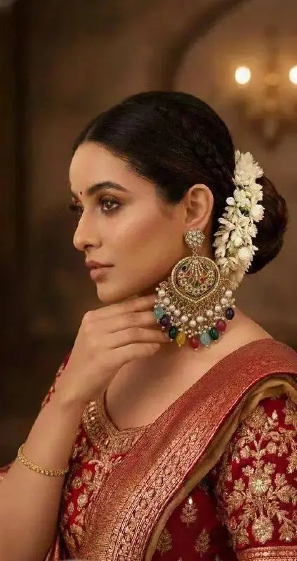 Multicolor Pearl Drop Chandbali Earrings for Women | Traditional Meenakari Style Imitation Jewellery | ImiStyleJewellery - Imistyle Jewellery
