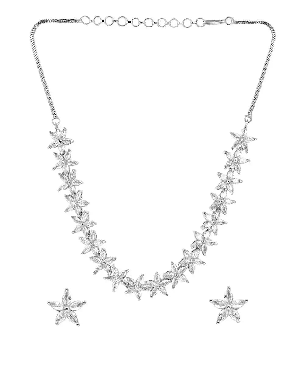 Floral Crystal Necklace Set for Women | Elegant Imitation Jewellery Flower Necklace with Earrings – ImistyleJewellery - Imistyle Jewellery
